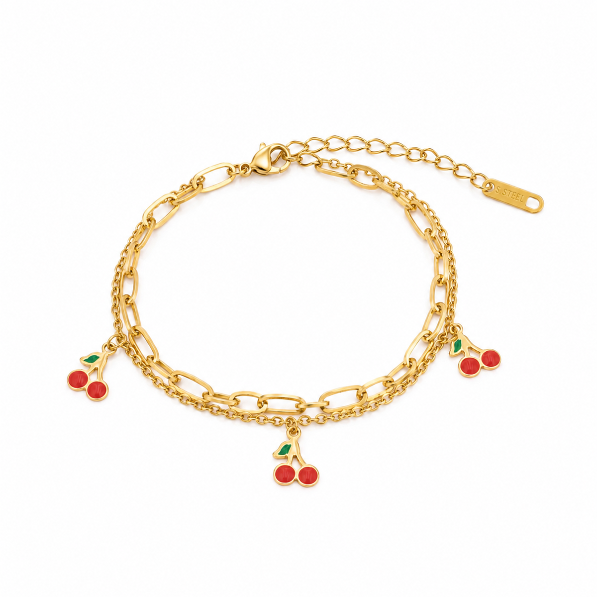 Bracelet cerises doré inoxydable